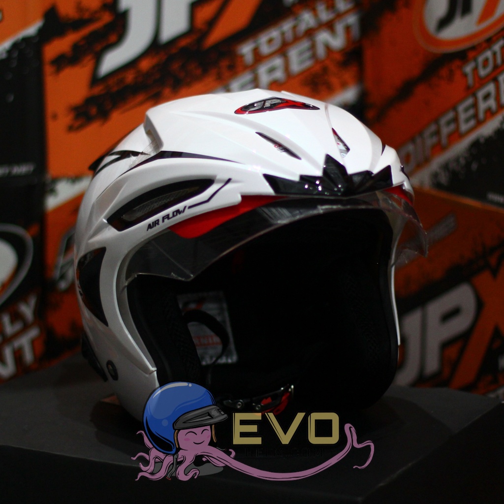 HELM JPX HALFFACE_JPX SUPREME - PEARL WHITE / BLACK ( ONGKIR 2KG) JPX HALFFACE JPX SUPREME