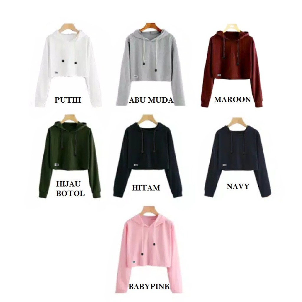 SWEATER CROP HOODIE BAHAN BEBYTERRY PROMISES TERLARIS