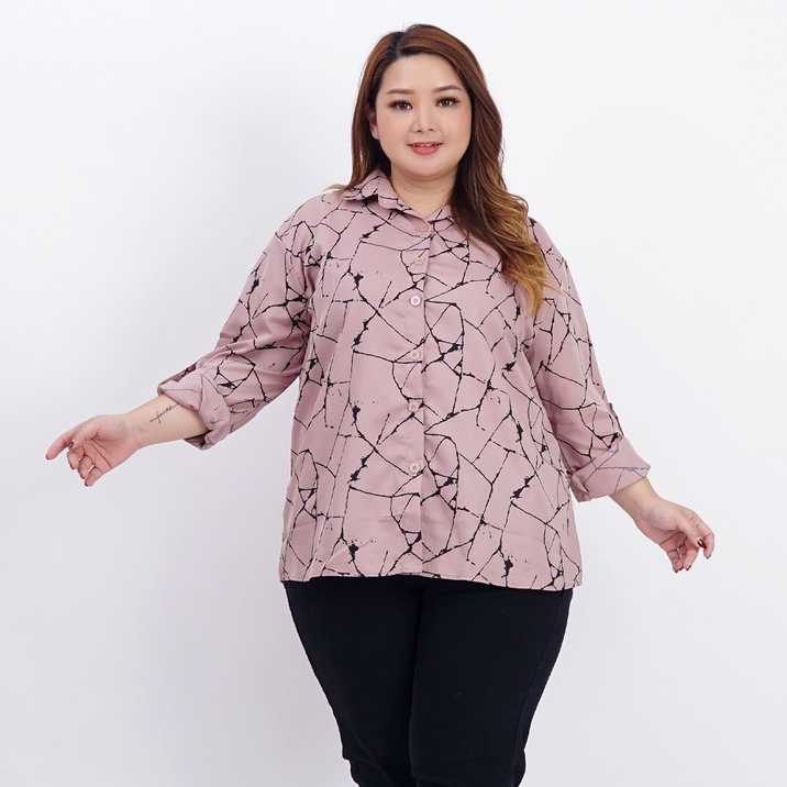 KEMEJA BIG SIZE WANITA ATASAN KEMEJA JUMBO 06 MOTIF