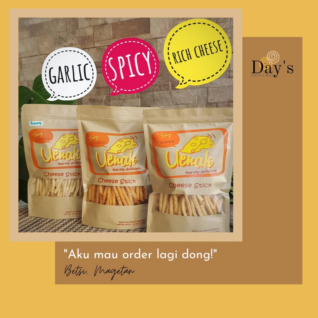 

CHEESE STICK UENAK Kemasan SEDANG 230 gr Non MSG Cemilan Home Made