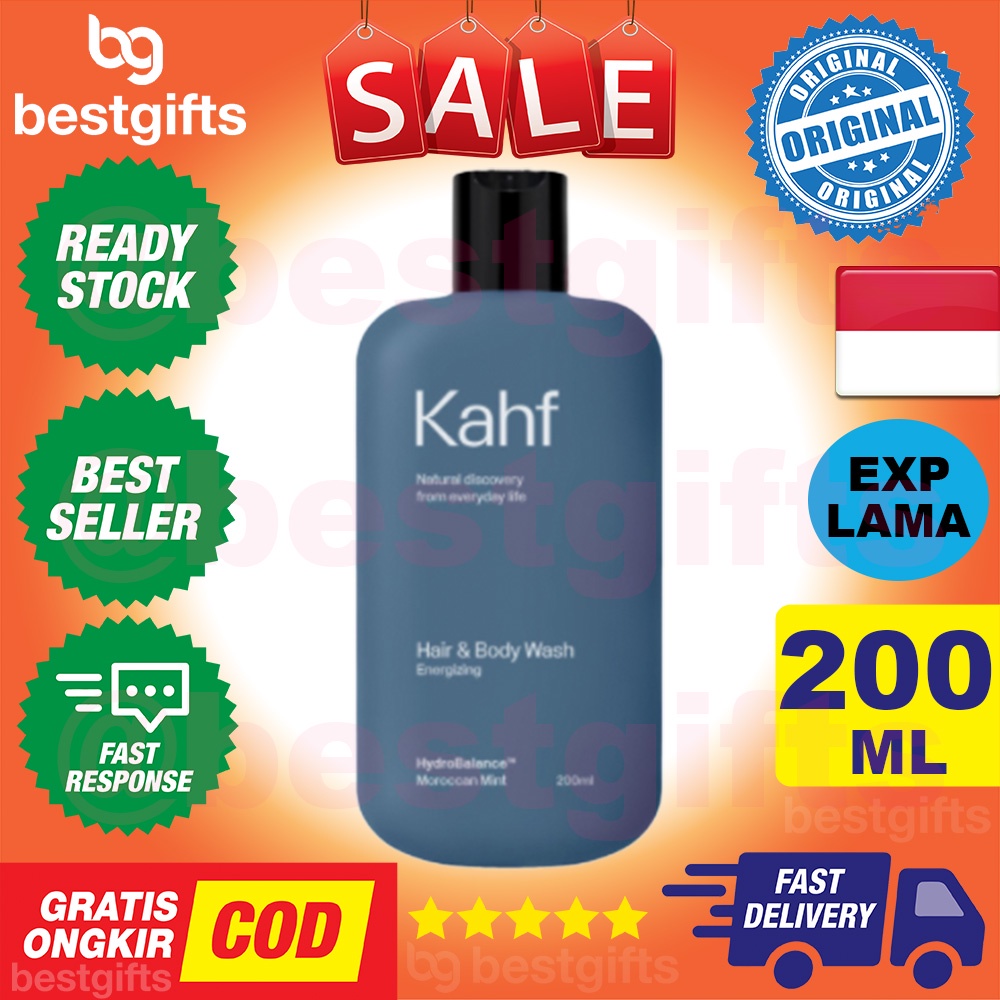 KAHF ENERGIZING HAIR BODY WASH SABUN MANDI SHAMPOO SHAMPO SAMPO PRIA KULIT LAKI LEMBAB HALUS 200 ML