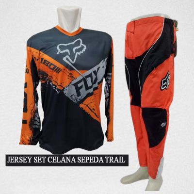 JERSEY MOTOR TRAIL DEWASA, JERSEY DAN CELANA SETELAN BAJU TRAIL DAN SEPEDA. VARIAN ORANGE