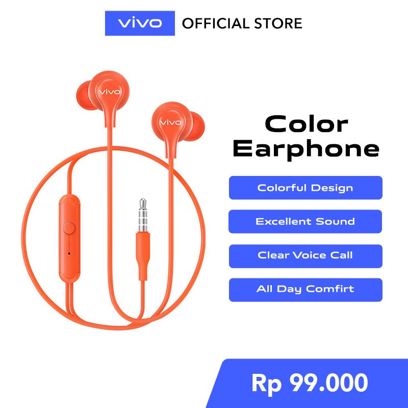 vivo Color Earphone Original [Suara HD Berkualitas, Suara Telpon Jernih] - Garansi Resmi 6 Bulan-7