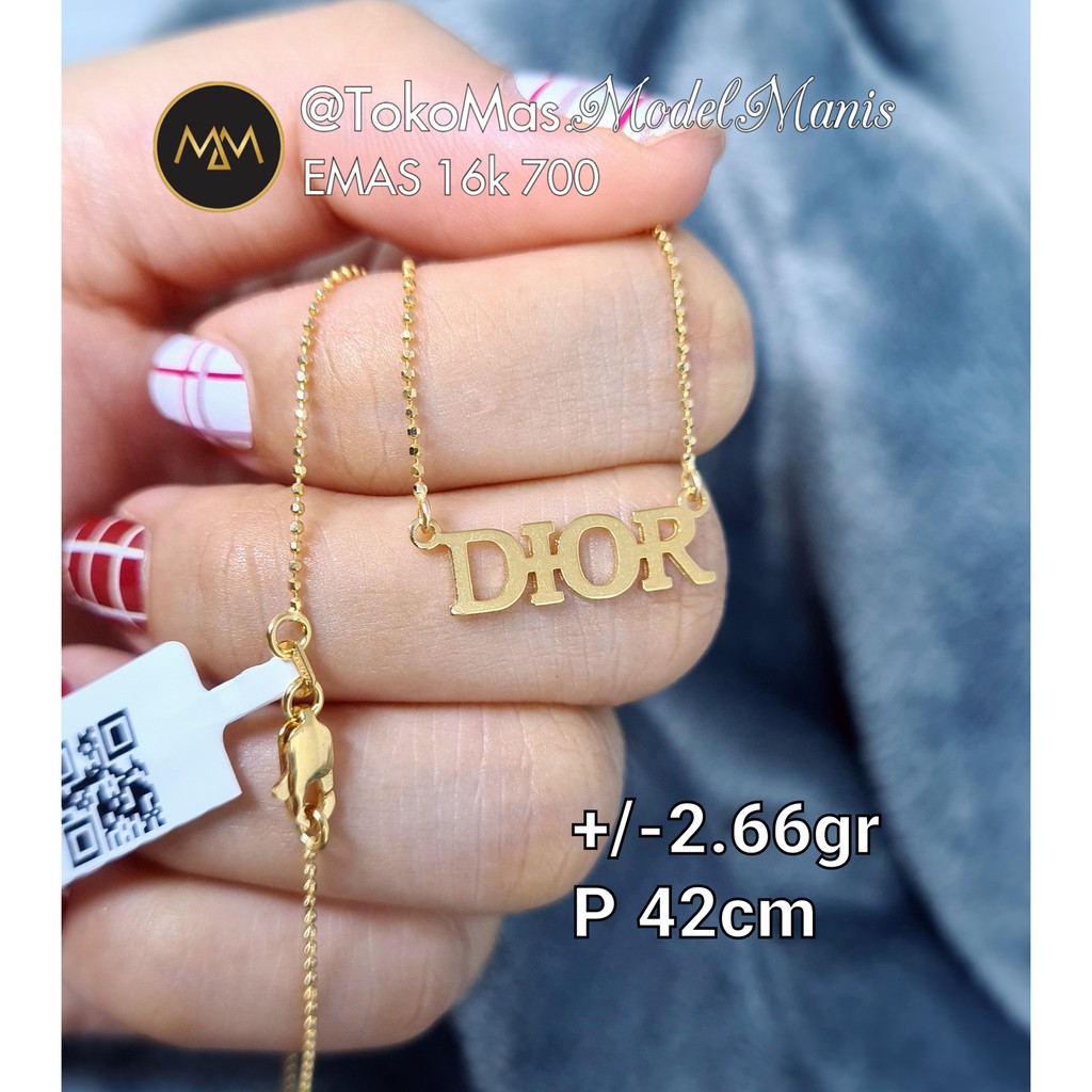 Kalung biji lada set liontin dior emas kuning 700 kadar 16k
