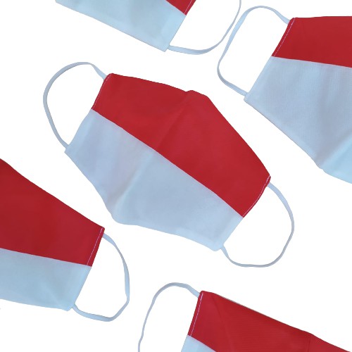 Masker Kain Earlop Motif Merah Putih (washable) waterproof - Masker Merah Putih Murah