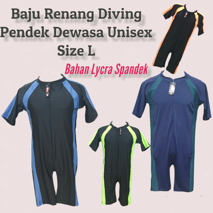 Baju Renang Wanita Baju Renang Diving Dewasa Pendek/Baju Renang Diving Pendek Unisex - Polos L, L(M6