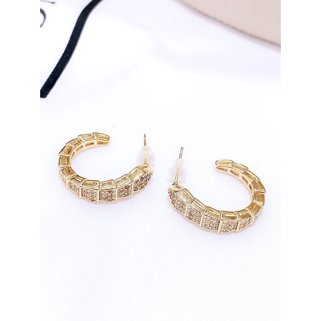 COD! anting titanium stud zircon gold anti karat import