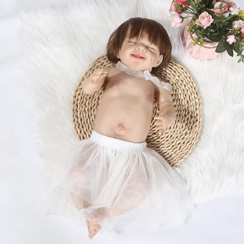 Mary 55cm Reborn Anak Perempuan Badan Lembut Lucu Smiley Newborn Girl Untuk Boneka Bayi Full Silikon