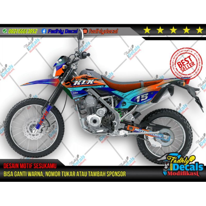 Decal decal sticker klx bf orange biru keren stiker fullbody