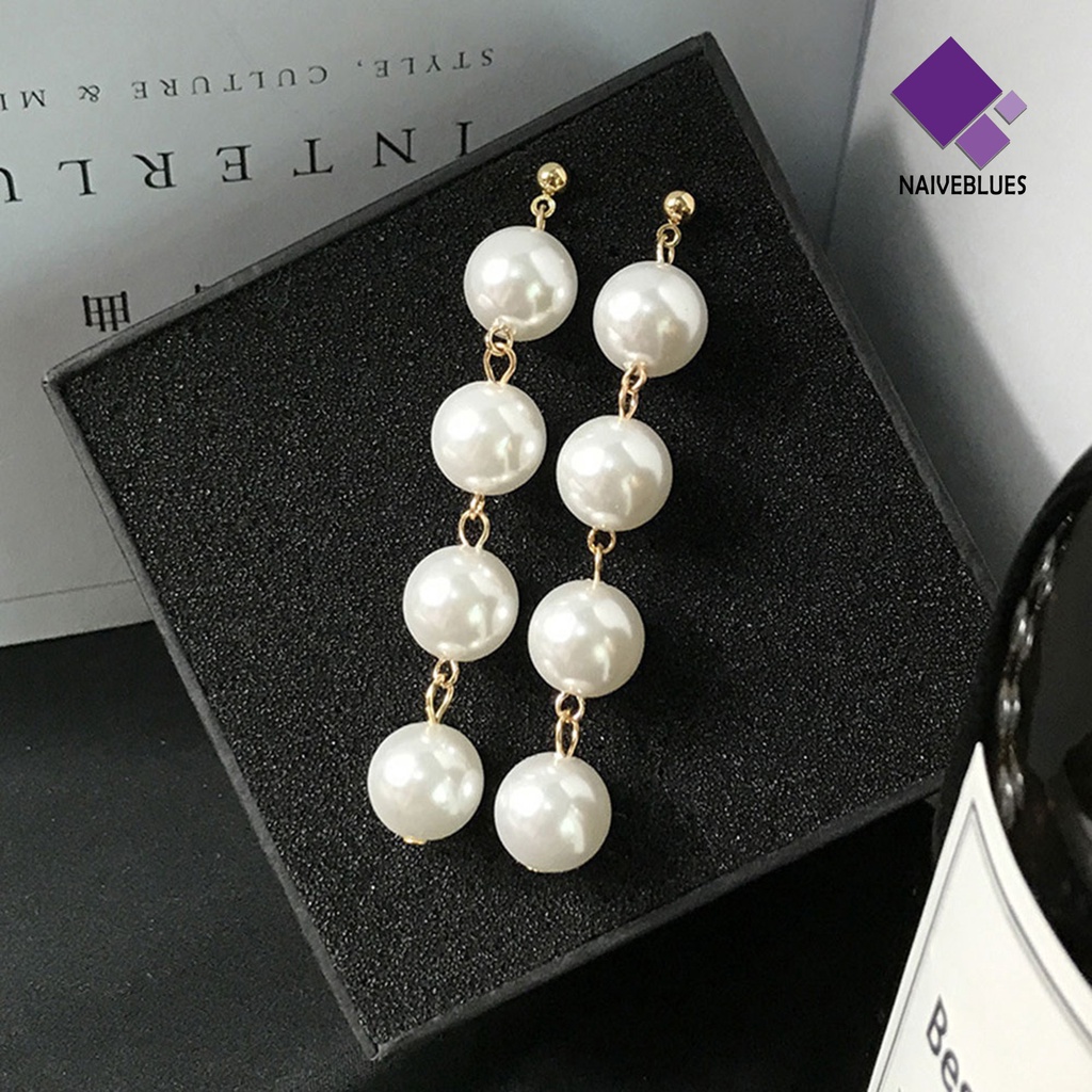 Anting Juntai Desain Mutiara Tiruan Bahan Alloy