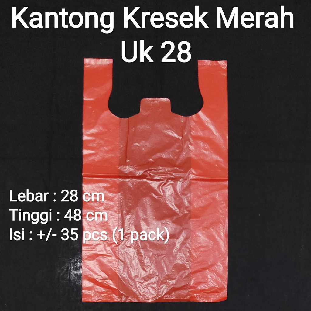 Khusus GOSEND/GRAB | Kantong Kresek Merah (semua Ukuran) Kantong Plastik Merah UK 17-24-28-35-40-50