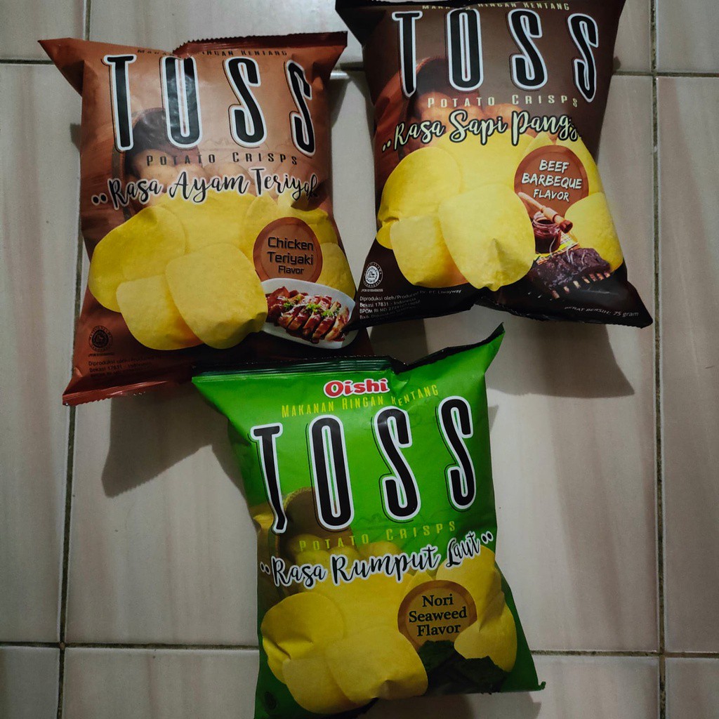 

Oishi Toss Potato Crisps Sapi Panggang/Ayam Teriyaki/ rumput laut 75gr