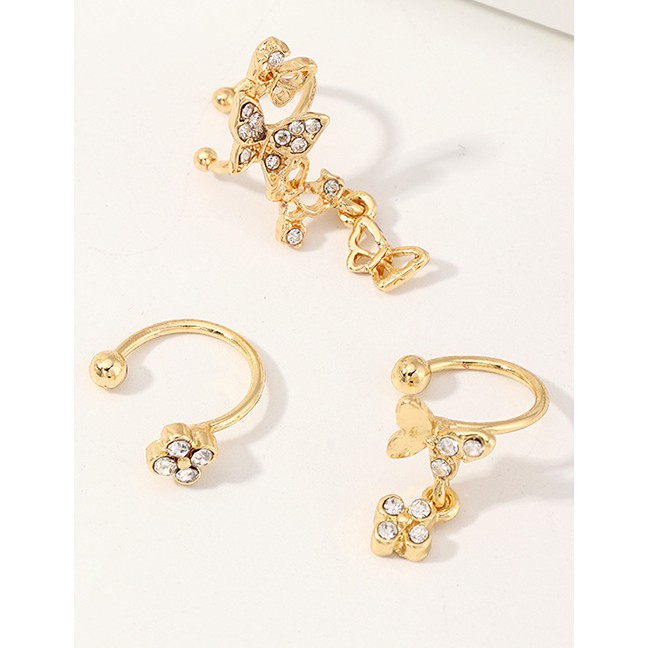 LRC Anting Set Fashion Golden Zircon Flower Butterfly Earrings D94463