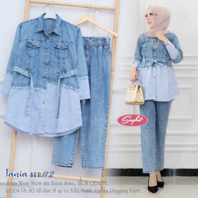 setelan jeans tania set jeans wash