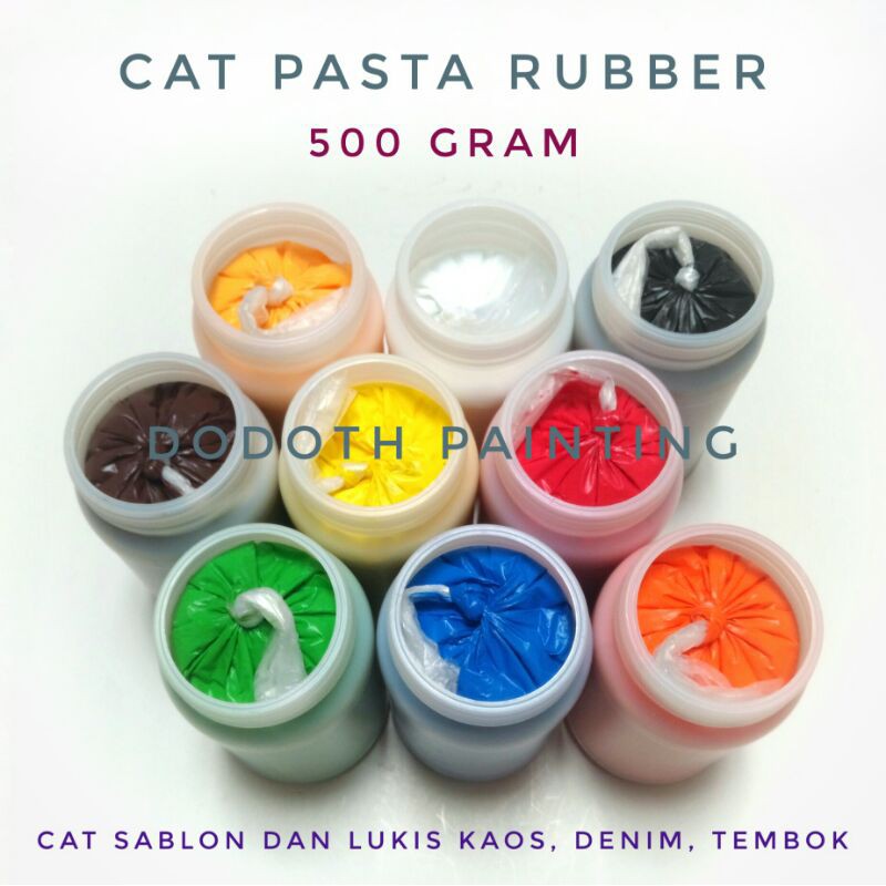 

Cat Pasta Rubber Sablon dan Lukis Kaos, Denim, Tembok, Karton 500 Gram