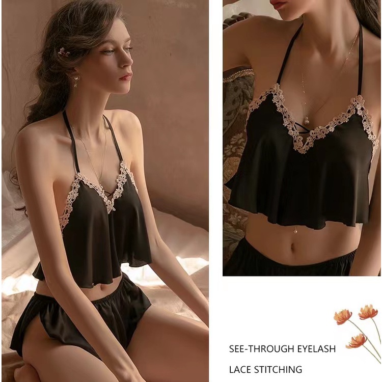 SL181 Sleepwear Lingerie satin baju tidur sexy wanita / Sexy lingerie satin baju tidur wanita / Baju tidur satin sexy pajamas-1