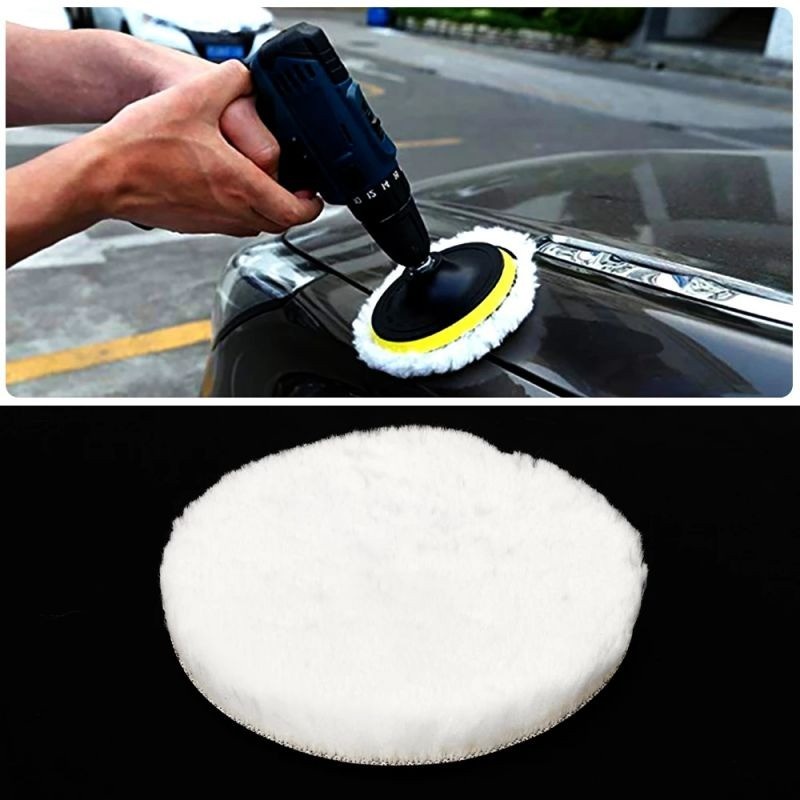 Universal Polisher Pad Wol Poles Wax Buffer Body Mobil 80mm  345IA - Black/White