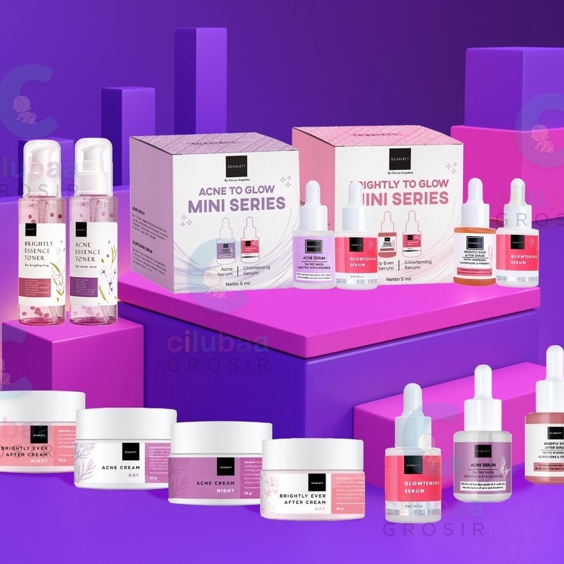 Scarlett Whitening Acne & Brightly Ever Serum | Scarlett Day and Night Cream | Scarlett Whitening Ac