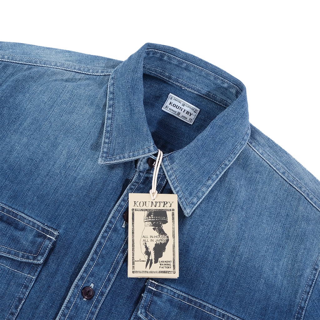 Kapital Bone Embroidery Denim Work Shirt Indigo