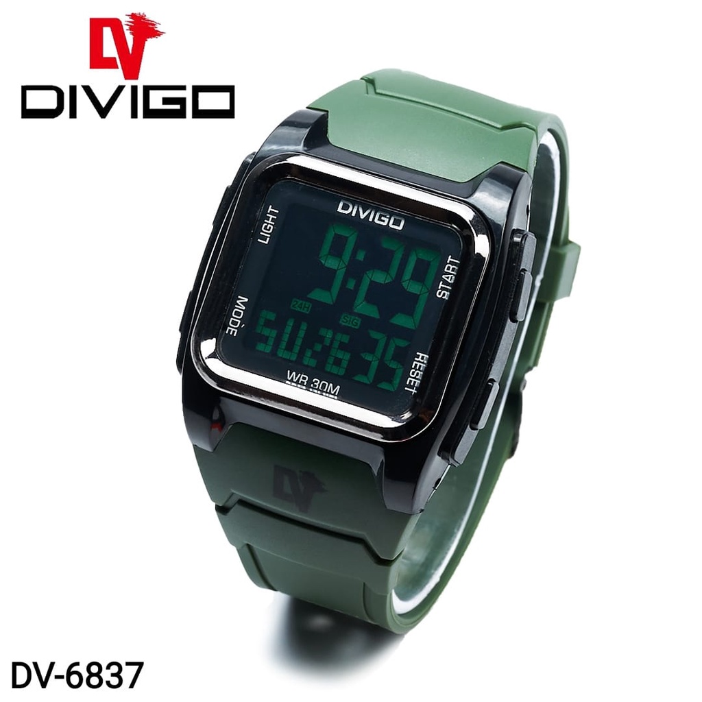 Jam Tangan Pria Digital DIVIGO DV-6837 Man / Jam Tangan Digital LED Original Water Resistant 3ATM