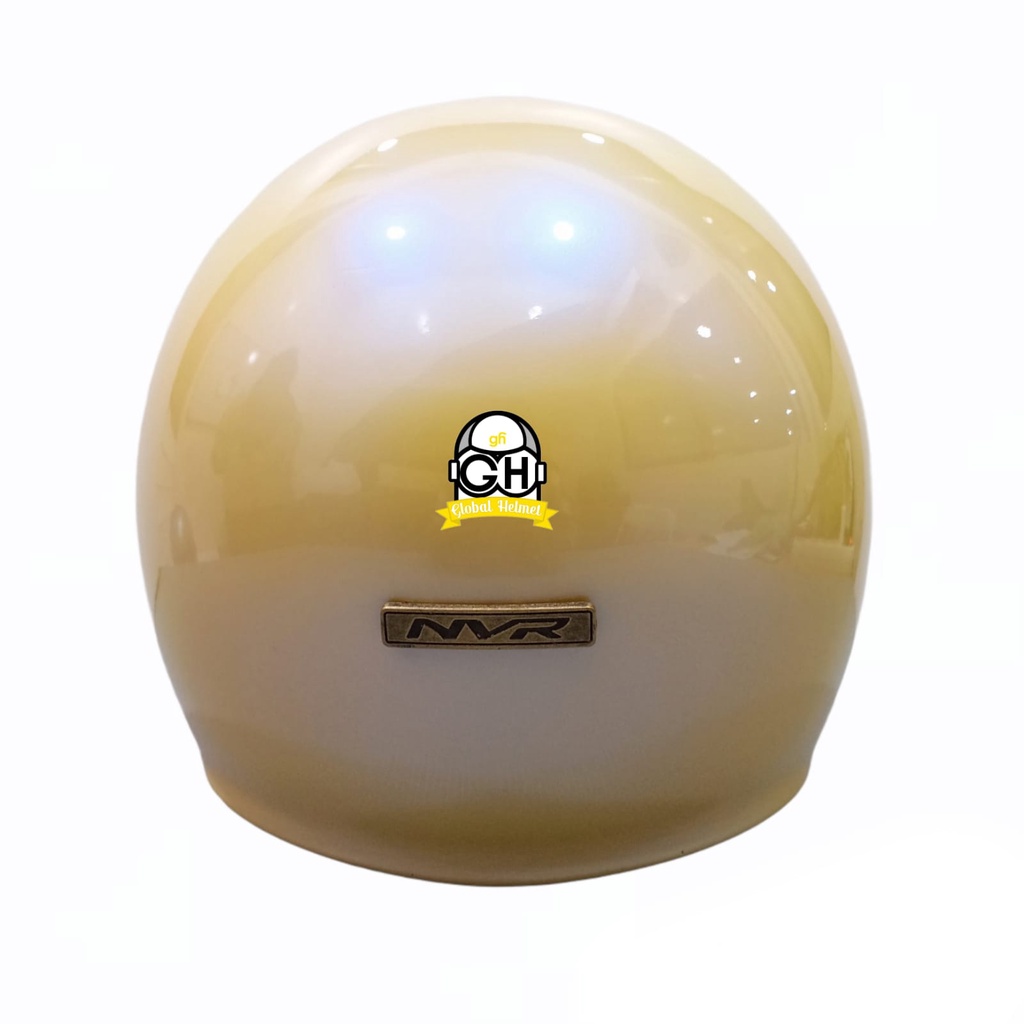 Helm Retro List Chrome Pastel Yellow Helm Bogo Half Face SNI Free Kaca Flat