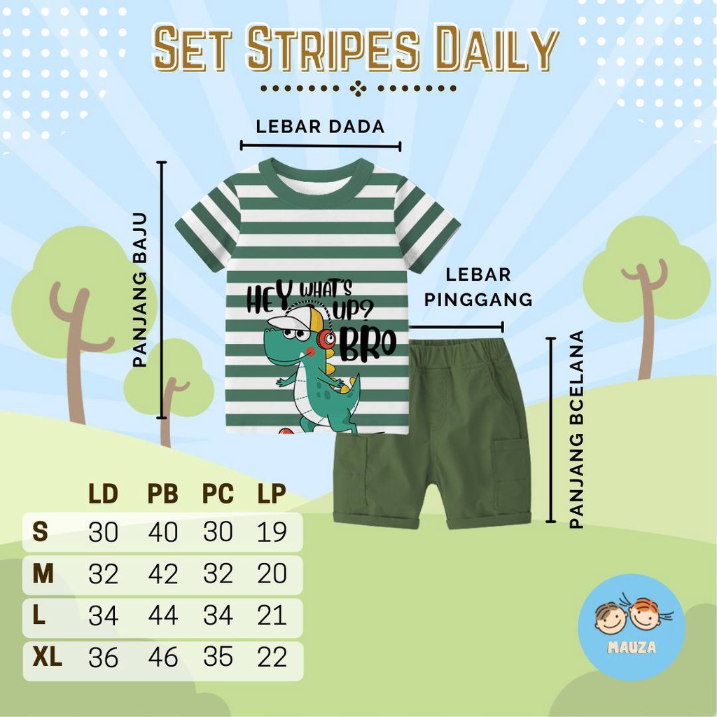 Setelan Stripe Daily Mauza