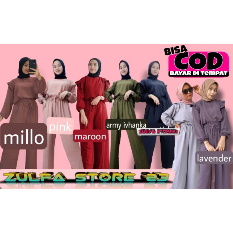 ONE SET RUBBY CRINKLE DAN CELANA KULOT POLOS/PREMIUM BEST SELLER 2022