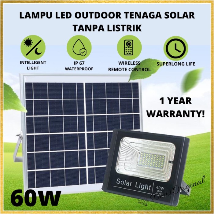 LED Solar Flood Light Waterproof IP67 Lampu Outdoor 60W