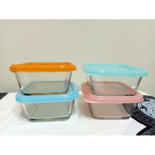 Mangkok Kaca Kotak Persegi + Tutup