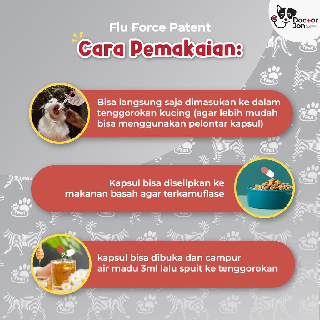 Vitamin Kucing Gangguan Imunitas Anti Flu, Batuk, Pilek Formula Khusus / Doctor Jon Flu Force Patent