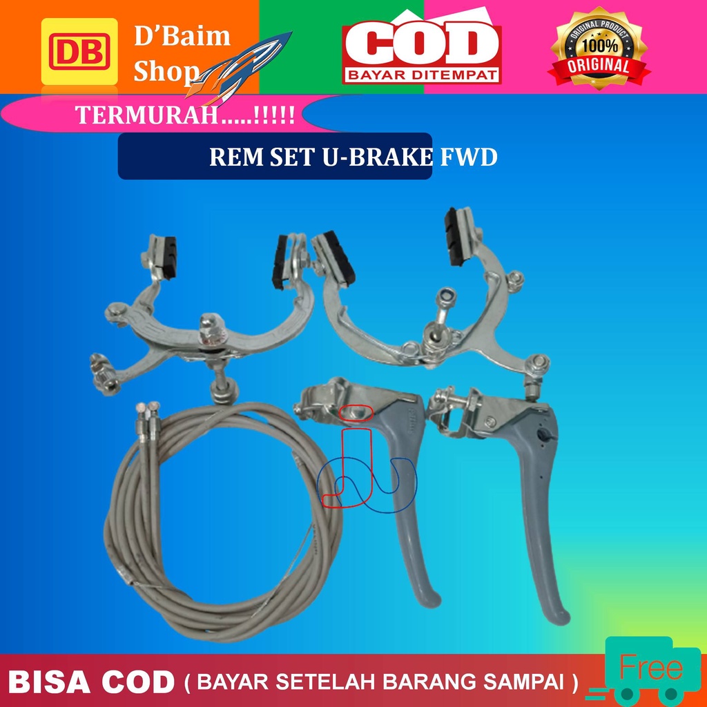 Rem Sepeda Jenis  U Brake Sudah Satu Set  (U Brake Set )