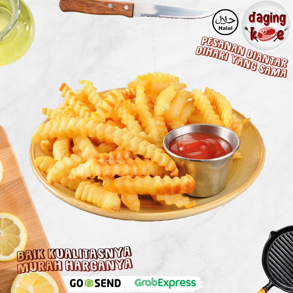 

KENTANG GORENG CRINKLE CUT FROM BELGIUM TOP GRADE SIAP SAJI EKONOMIS 2-5 kg DK149