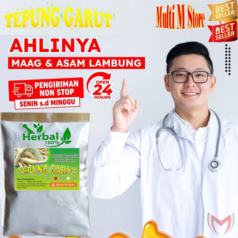 

Tepung Garut 500 Gram Kualitas No 1 | Pati Garut Murni | Obat Maag Asam Lambung