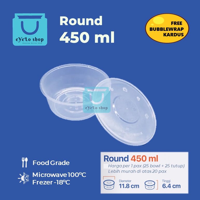 Cup puding 450 ml/ Cup Plastik Bening/ Thinwall Round/ Mangkok Plastik Bulat - Mangkuk Puding/ Desse