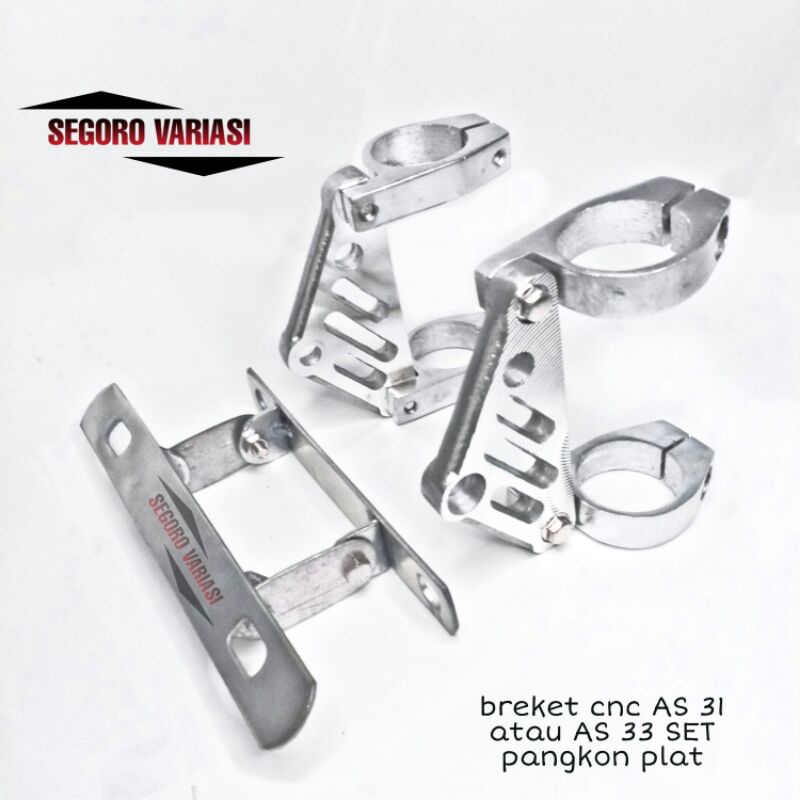 pangkon lampu cnc set dudukan plat nomor flexible bracket kupingan depan pesek as 31 33 cb gl byson