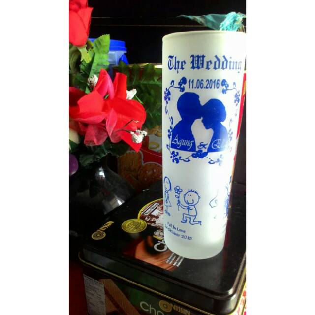 Souvenir gelas tinggi doff