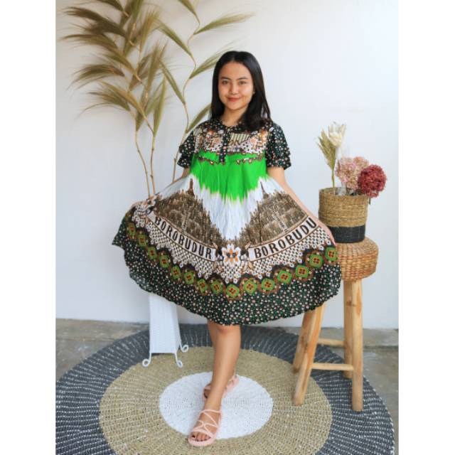 Daster payung Mini seksi motif borobudur