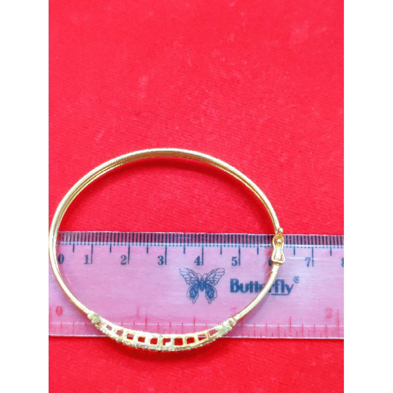 GELANG KERONCONG DEWASA OVAL MATA KOMBINASI ( PERAK 925 ) LAPIS EMAS 24K