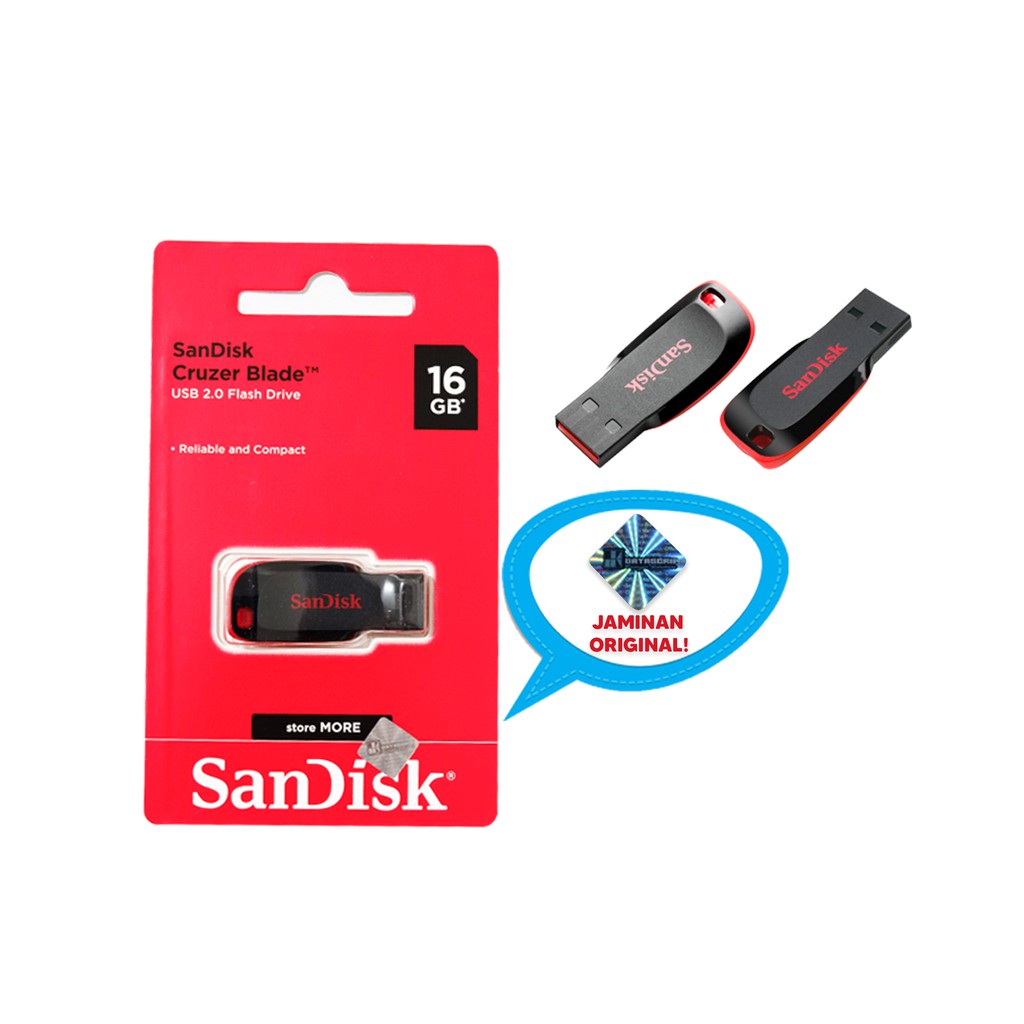 ORIGINAL SANDISK FLASHDISK 16GB CRUZER BLADE CZ50 USB FLASH DISK 16 GB