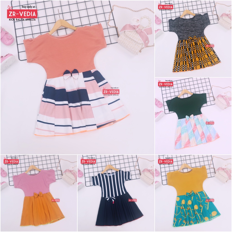 Dress Sabrina Pita 2-7 Tahun / Dres Anak Perempuan Murah Baju Cewek Dres Lengan Balita Pesta Fashion