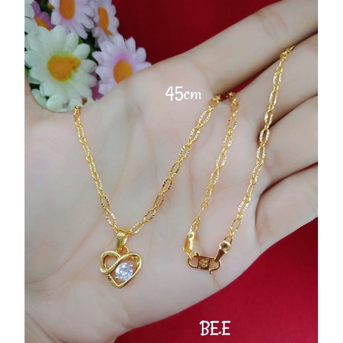 Kalung liontin perhiasan wanita dewasa emas muda kadar 35%