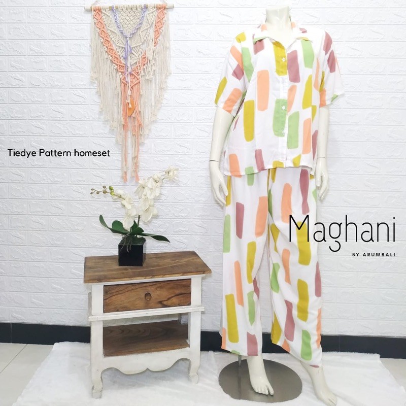 MAGHANI-SETELAN PIYAMA PANJANG WANITA TIEDYE JUMBO RAYON