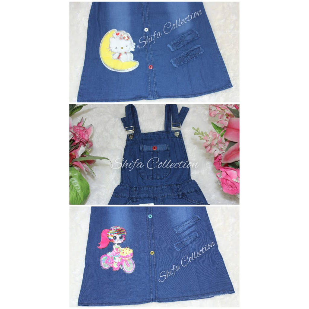 Baju Kodok/ Overall/ Jumpsuit Anak - LED dan Bulu - Bahan Soft Jeans - Size M L XL / 24 25 26 (5-13 Thn)