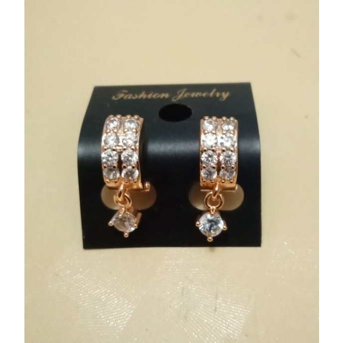 NB32. Anting xuping wanita lapis emas dgn mata zircon