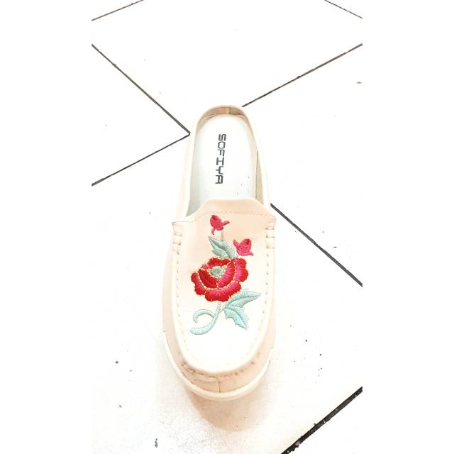 Selop wedges sofiya bunga white