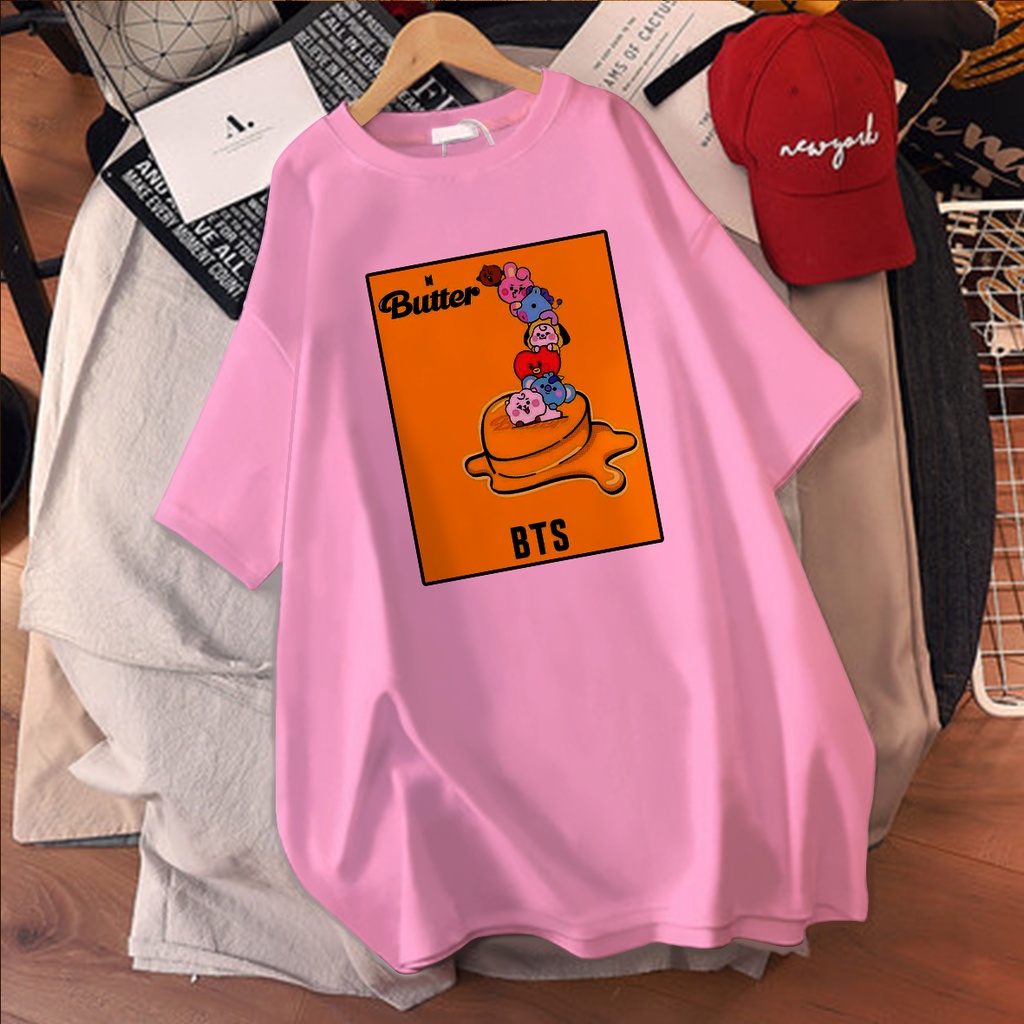 CALVIERO SHOP - BAJU KAOS WANITA DEWASA PRINT CASUAL BT21 BUTTER