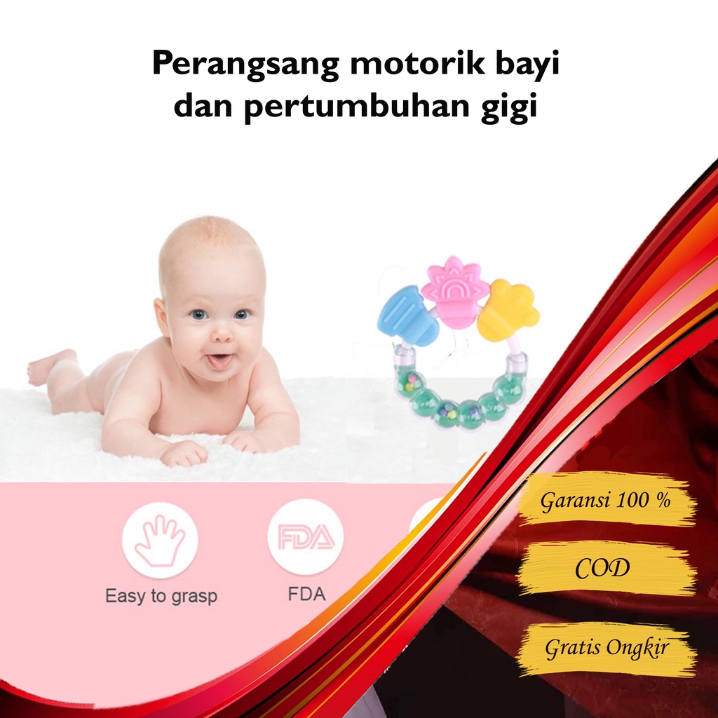 Rattle bayi -- AC 311 -- Mainan Perangsang gerak motorik Tangan , Pendengaran Telinga dan pertumbuhan gigi - FDA BPA Free - Genggam / Gigitan / teether  bayi - Alat Perlengkapan Bayi Baru Lahir