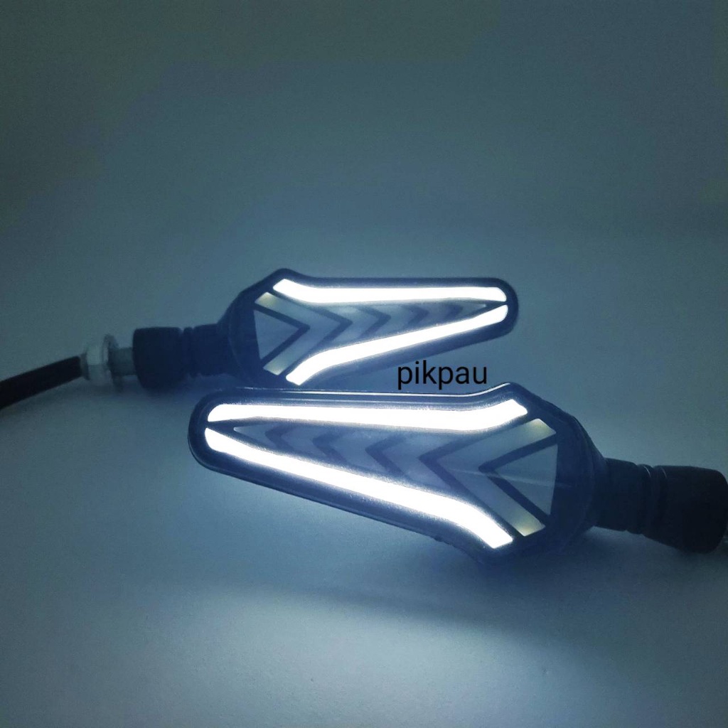 COD NEW Lampu Sein Running 2 Warna Sen Running 2 Mode Senja Model Panah Universal Waterproof