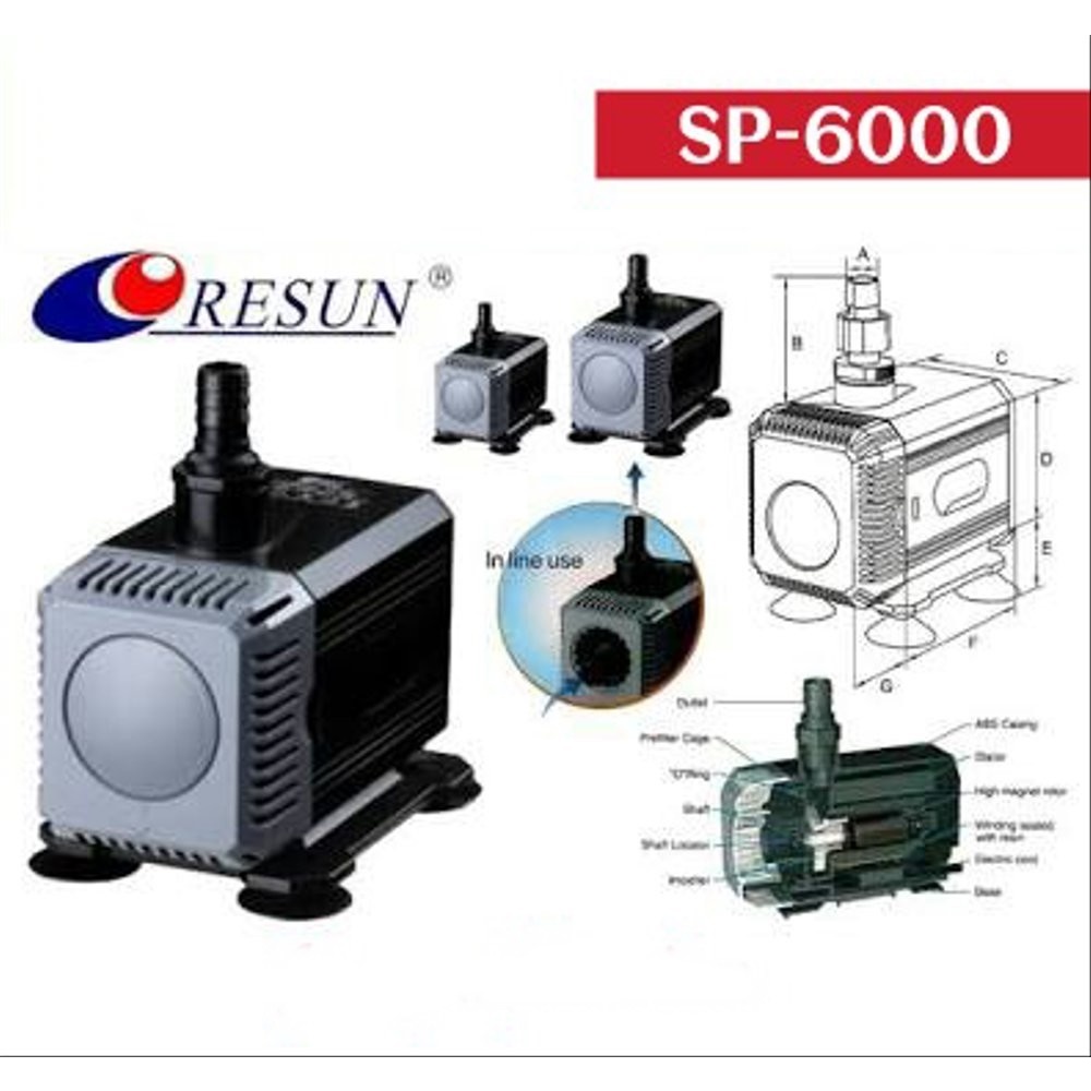 RESUN SP 6000 SP6000 Power Head Mesin Pompa Air Celup Aquarium