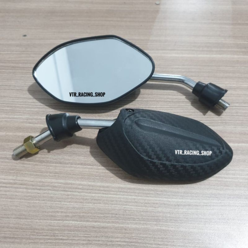 Spion Beat Carbon Karbon Beat Scoopy Vario Tangkai Pendek Black-Tangkai Chrome
